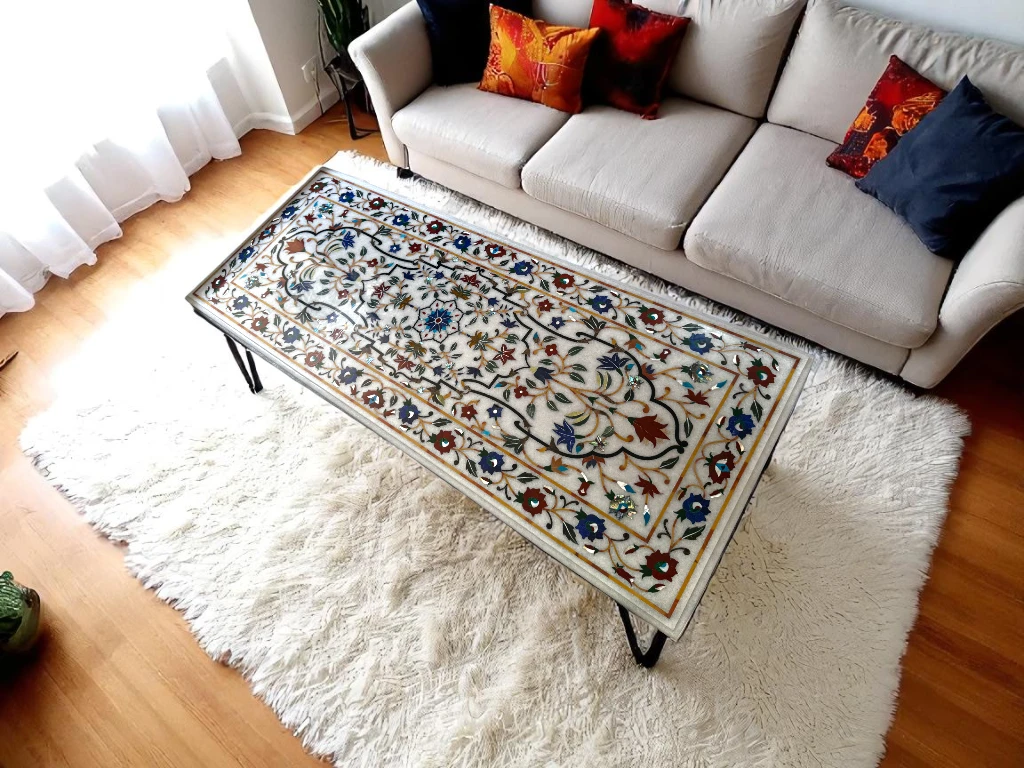 Custom Makrana Marble Console Table – Luxury Handcrafted Design